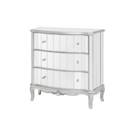 Melody Maison Mirrored Chest Of Drawers - Tiffany Range in Metallic Silver