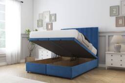 "Comfort Beds Lorenzo Plush Ottoman Bed Base-54"" Floor Standing Headboard in Navy - Size: Small Single" - thumbnail 2