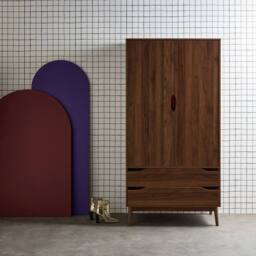 sweeek Vintage Dressing Cupboard Wood Decor 2 Doors in Dark Brown