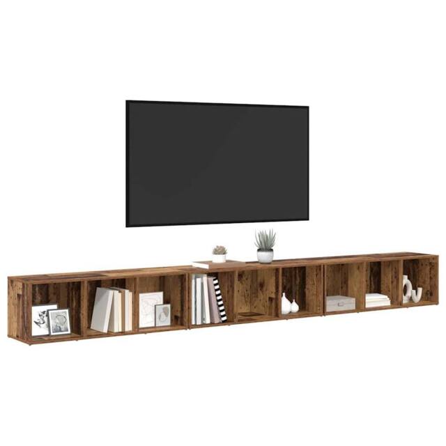 Berkfield Home TV Cabinet 3 pcs Old wood 37 x 35 x 107.5 cm Engineered wood in Brown - image 1