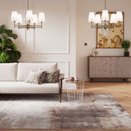 Kukoon Greige Distressed Abstract Living Area Rug in Beige - Size: 60 cm x 240 cm - thumbnail 3