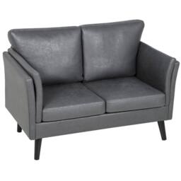 STILVORA 2-Seater Sofa with Grey Leather Upholstery - thumbnail 5