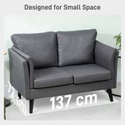 STILVORA 2-Seater Sofa with Grey Leather Upholstery - thumbnail 9
