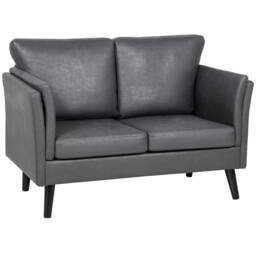 STILVORA 2-Seater Sofa with Grey Leather Upholstery - thumbnail 3