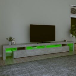 Berkfield Home TV Cabinet with LED Lights Concrete Grey 290x36.5x40 cm - thumbnail 4