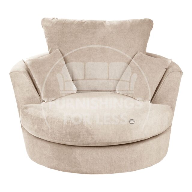 Furnishings For Less UK Casper Chenille Swivel Chair 360 Rotation Foam Single Seater in Beige - image 1