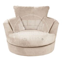 Furnishings For Less UK Casper Chenille Swivel Chair 360 Rotation Foam Single Seater in Beige