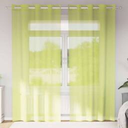 Berkfield Home Voile Curtains with Grommets 2 pcs Apple Green 140x245 cm - thumbnail 2