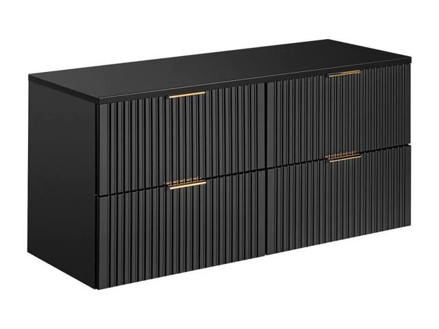 Vente-unique Wall-Mounted Ribbed Vanity Unit With Top - Black - L120 Cm - ZEVARA - image 1