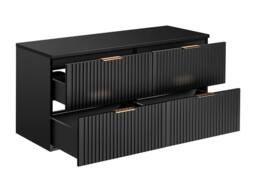 Vente-unique Wall-Mounted Ribbed Vanity Unit With Top - Black - L120 Cm - ZEVARA - thumbnail 5
