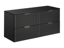 Vente-unique Wall-Mounted Ribbed Vanity Unit With Top - Black - L120 Cm - ZEVARA