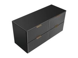 Vente-unique Wall-Mounted Ribbed Vanity Unit With Top - Black - L120 Cm - ZEVARA - thumbnail 6