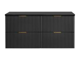 Vente-unique Wall-Mounted Ribbed Vanity Unit With Top - Black - L120 Cm - ZEVARA - thumbnail 3