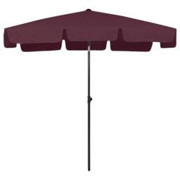 Berkfield Home Beach Umbrella Bordeaux Red 200x125 cm - thumbnail 2