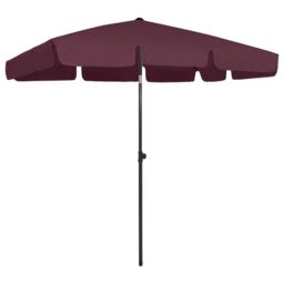 Berkfield Home Beach Umbrella Bordeaux Red 200x125 cm - thumbnail 1