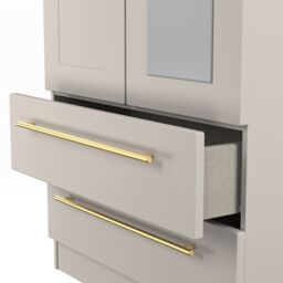 Ready Assembled 2 U Helmsley Tall 2 Door 2drw Mirrored Wardrobe (Ready Assembled) in Taupe - thumbnail 6