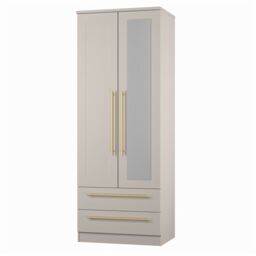 Ready Assembled 2 U Helmsley Tall 2 Door 2drw Mirrored Wardrobe (Ready Assembled) in Taupe - thumbnail 3