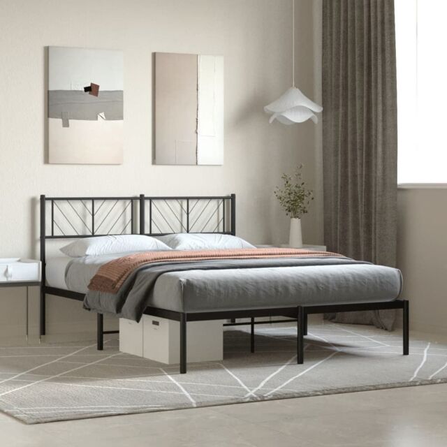 Berkfield Home Metal Bed Frame with Headboard Black 140x200 cm - image 1