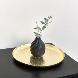 Large Round Gold Hammered Metal Tray - thumbnail 3
