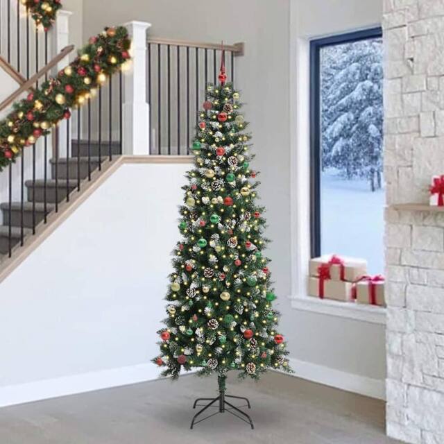 Berkfield Home Artificial Christmas Tree with 300 LEDs Green 96 x 96 x 240 cm - image 1