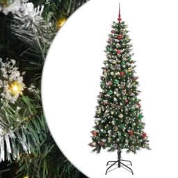 Berkfield Home Artificial Christmas Tree with 300 LEDs Green 96 x 96 x 240 cm - thumbnail 2