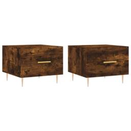 Berkfield Home Decorative Coffee Tables 2 pcs Smoked Oak 50x50x40 cm Engineered Wood in Brown - Size: 50 x 50 x 40 cm - thumbnail 3