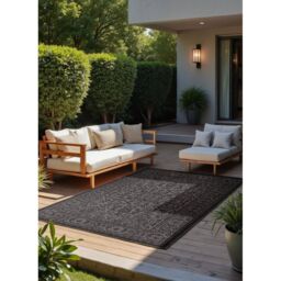 THE RUGS Kona Reversible Rug - Indoor Outdoor Flat Woven Polypropylene Low Pile in Black - Size: 200 cm x 290 cm - thumbnail 5