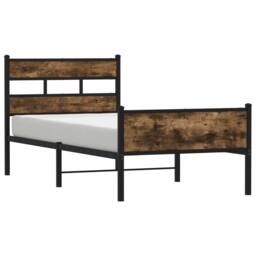 Berkfield Home Bed Frame without Mattress Smoked Oak 100x200 cm Engineered Wood in Brown - thumbnail 1