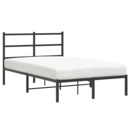 Berkfield Home Metal Bed Frame without Mattress with Headboard Black 120x190cm - Size: 120x190 cm - thumbnail 4