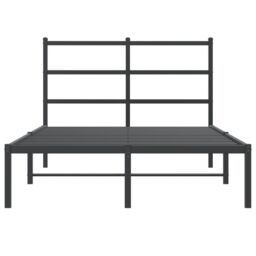Berkfield Home Metal Bed Frame without Mattress with Headboard Black 120x190cm - Size: 120x190 cm - thumbnail 5