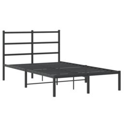 Berkfield Home Metal Bed Frame without Mattress with Headboard Black 120x190cm - Size: 120x190 cm - thumbnail 2