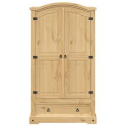 Berkfield Home Wardrobe Corona 102x52x186 cm Solid Wood Pine in Brown - Size: 102 x 52 x 186 cm - thumbnail 4