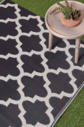 Homescapes Luxury Outdoor Rug Waterproof Reversible, Black Nola Geometric - Size: 120 cm x 180 cm - thumbnail 2