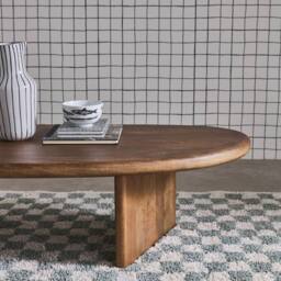 sweeek Oval coffee table mango wood in Dark Brown - thumbnail 4