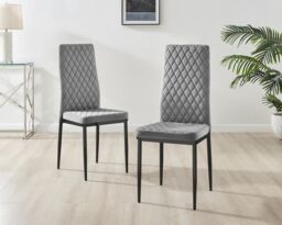 FurnitureboxUK Leonardo White Glass Marble Effect Black Leg Table & 4 Velvet Milan Black Leg Chairs in Grey - thumbnail 5