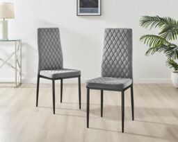 FurnitureboxUK Leonardo White Glass Marble Effect Black Leg Table & 4 Velvet Milan Black Leg Chairs in Grey - thumbnail 8