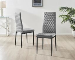 FurnitureboxUK Leonardo White Glass Marble Effect Black Leg Table & 4 Velvet Milan Black Leg Chairs in Grey - thumbnail 7