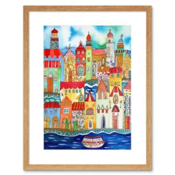 "Artery8 Wall Art Print Tangier Morocco Folk Artwork Framed 9X7 Inch in Beige - Size: W7"" x H9""" - thumbnail 1