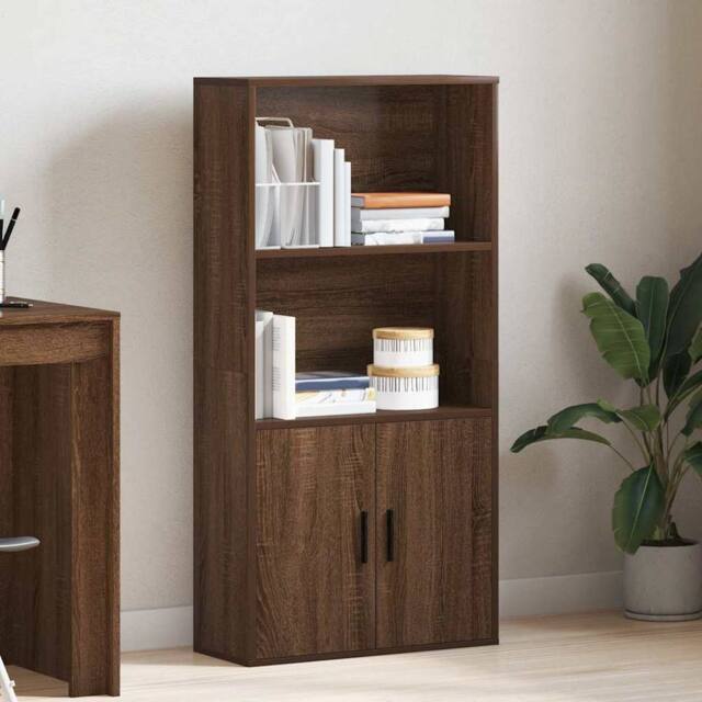 Berkfield Home Durable Bookcase Brown Oak 60x24x120 cm Engineered Wood - Size: 60 x 24 x 120 cm - image 1