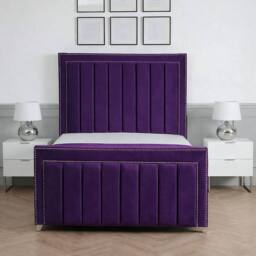 Living Comfort Bedz Royale Upholstered Gas Lift Storage Bed with 48 Inch Headboard in Purple - Size: Super King - thumbnail 2