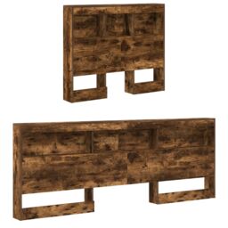 Berkfield Home Storage Headboard with Shelf Smoked oak 90 cm Engineered wood in Brown - thumbnail 4