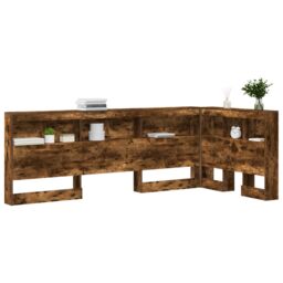 Berkfield Home Storage Headboard with Shelf Smoked oak 90 cm Engineered wood in Brown - thumbnail 3