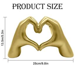 Huhote Modern Heart Hands Sculpture Love Finger Statue Hand Love Gesture in Gold - thumbnail 5