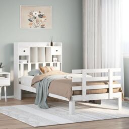 Berkfield Home Bookcase Bed without Mattress White 90x200cm Solid Wood Pine - Size: 90x200 cm - thumbnail 1