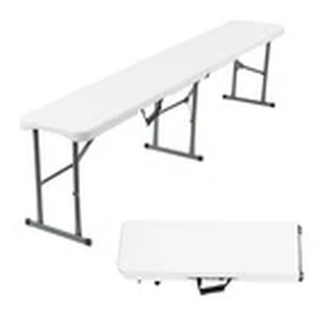 EONLION Portable Plastic Folding Bench for Outdoor Camping Picnic in White - image 1