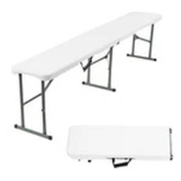 EONLION Portable Plastic Folding Bench for Outdoor Camping Picnic in White - thumbnail 1