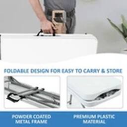 EONLION Portable Plastic Folding Bench for Outdoor Camping Picnic in White - thumbnail 4