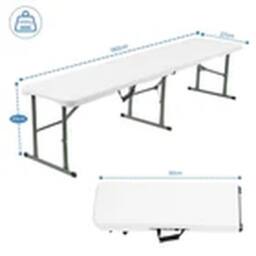 EONLION Portable Plastic Folding Bench for Outdoor Camping Picnic in White - thumbnail 2