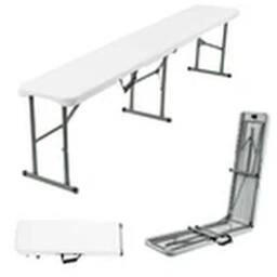 EONLION Portable Plastic Folding Bench for Outdoor Camping Picnic in White - thumbnail 3