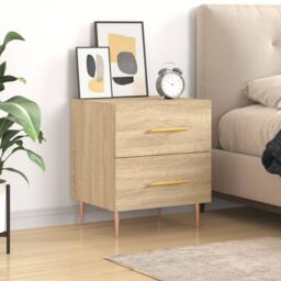 Berkfield Home Bedside Cabinet Sonoma Oak 40x35x47.5 cm Engineered Wood in Brown - thumbnail 1
